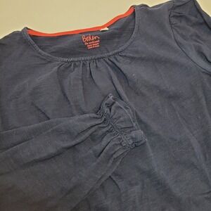 Boden Womens Jersey Knit Shirt XS Blue Long Sleeve‎ Pleated Elastic Wrist